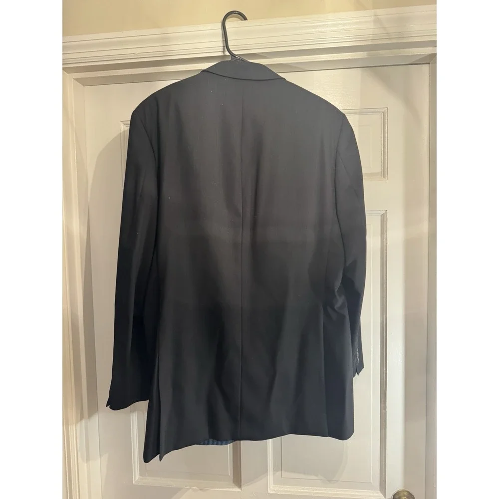 Calvin Klein Mens Wool Blend 2 Button Blazer Jacket Size 44L Navy Blue